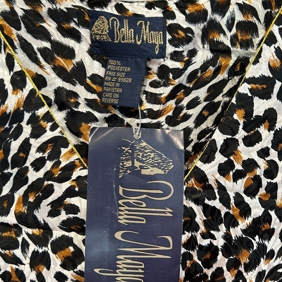 Vintage BellaMaya Kaftan leopard print maxi dress Deadstock free size new w/tag - Picture 4 of 7